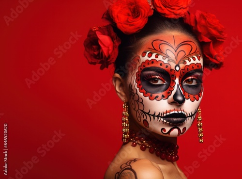 Beautiful young lady with sugar skull makeup