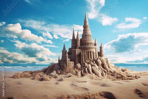 Large castle of sand and water © olegganko