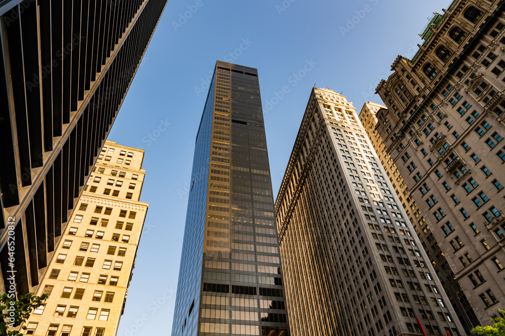 Picture of Foto de city downtown with skyscraper. office building exterior ...