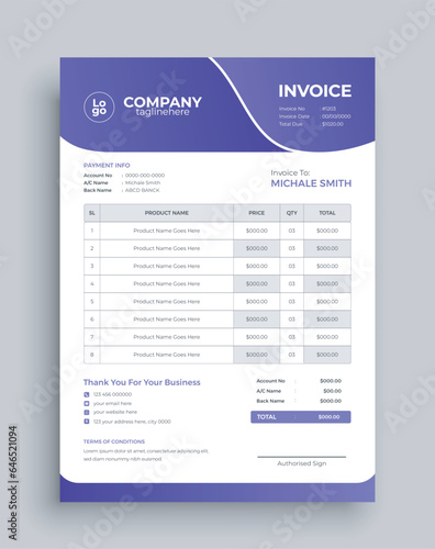 invoice template modern creative design photo