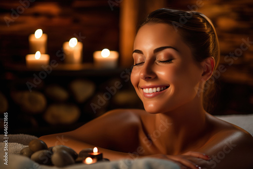 Beautiful woman relaxing and having massage in a SPA