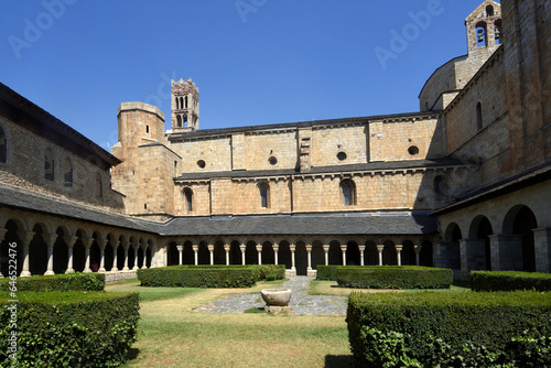 cloister and belll tower of the Cathedral of Santa Maria de Urgelll, La Seu de Urgell, LLeida province, Catalonia, Spain photo