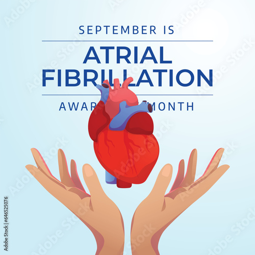 National Atrial Fibrillation Awareness Month design template good for celebration usage. red ribbon vector design. heart vector image. flat design. vector eps 10.