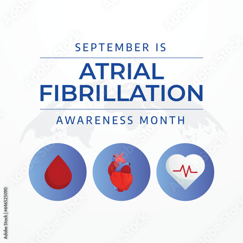 National Atrial Fibrillation Awareness Month design template good for celebration usage. red ribbon vector design. heart vector image. flat design. vector eps 10.