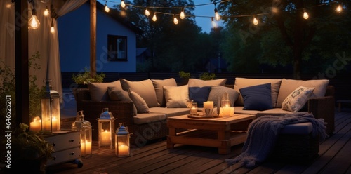 Outdoor night background with lamps