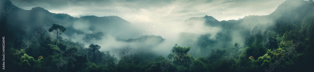 Fototapeta premium Jungle and mountains natural background