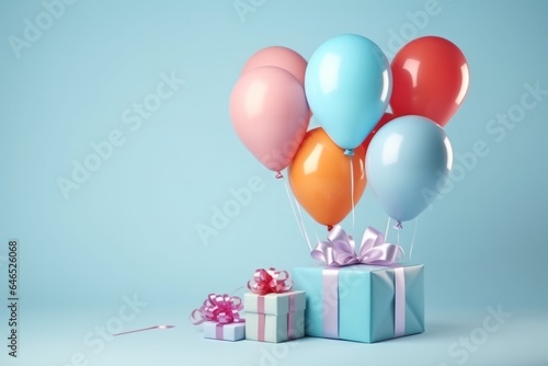 Birthday balloons with gift box.
