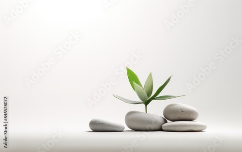 Green plant with stones