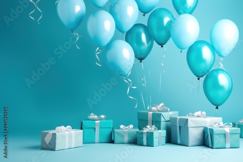 Birthday balloons with gift box