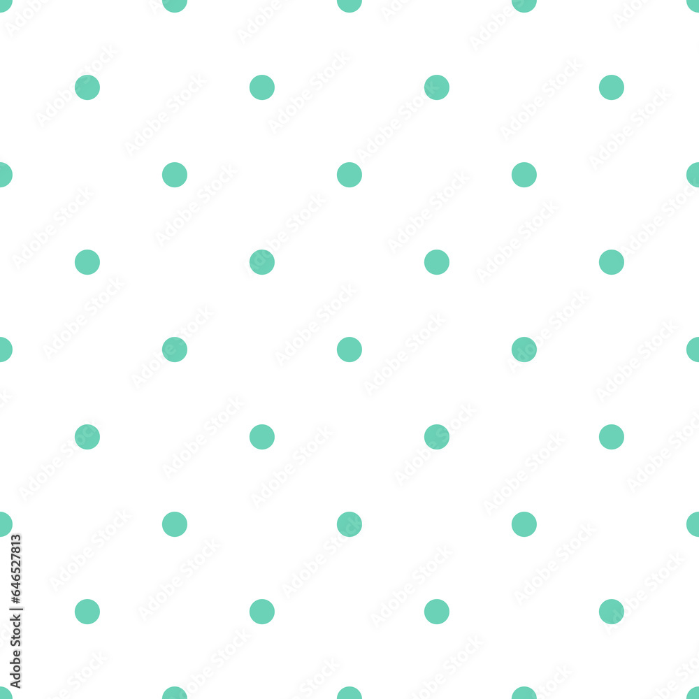 green Polka Dots Pattern Repeat on white Background