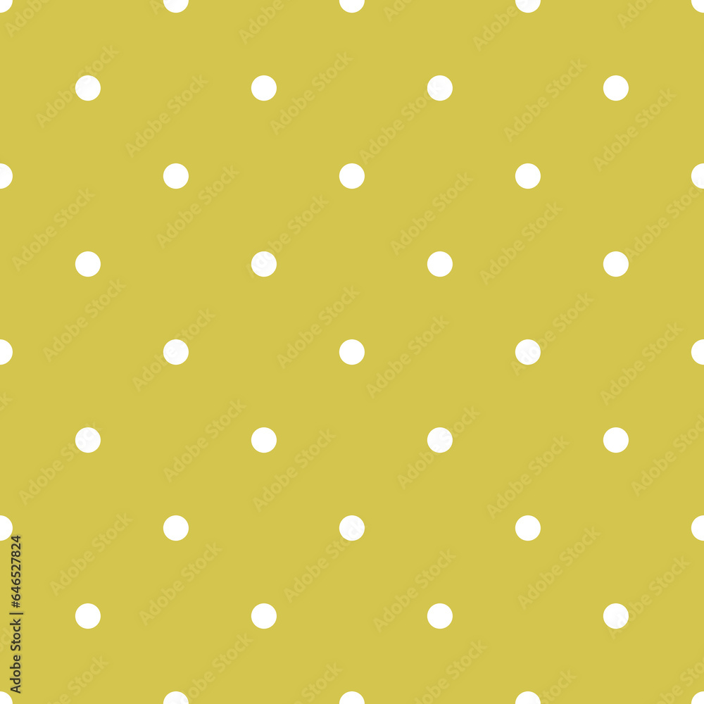White Polka Dots Pattern Repeat on green Background