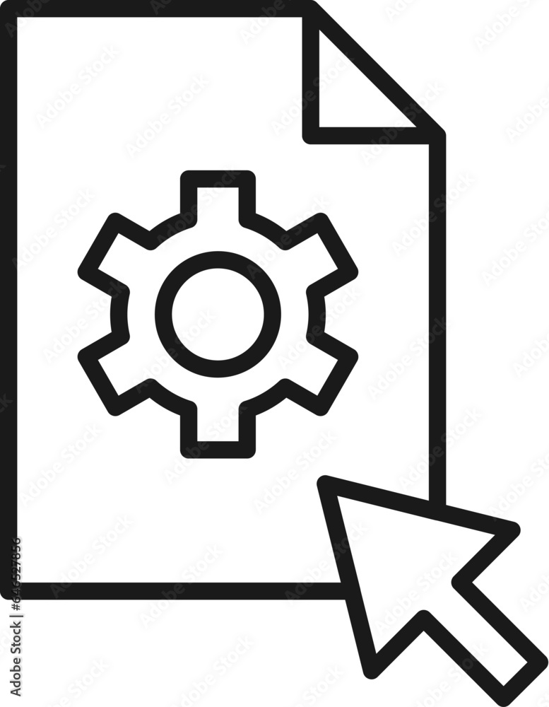 Gear by Folder Isolated Line Icon. Perfect for web sites, apps, UI, internet, shops, stores. Simple image drawn with black thin line Gear by Folder Isolated Line Icon. Perfect for web sites, apps, UI, internet, shops, stores. Simple image drawn with black thin line