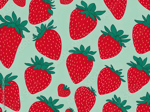 Strawberries pattern background, food background, generative ai