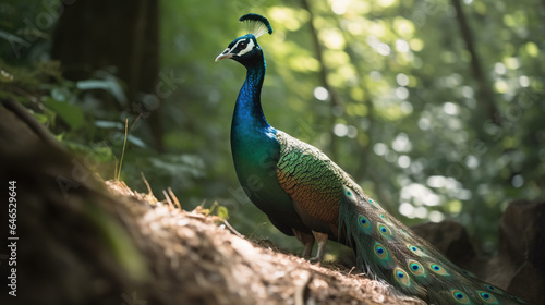 Wallpaper Mural peacock in the zoo dancing - illustration wallpaper  Torontodigital.ca