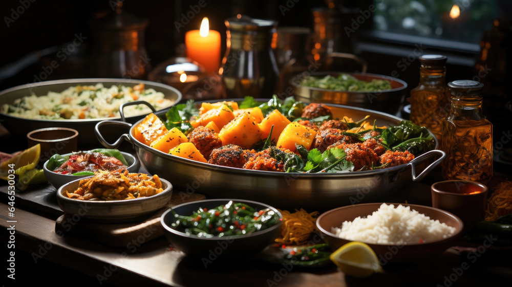 Celebrate Diwali with a sumptuous feast showcasing Indian culinary artistry.
