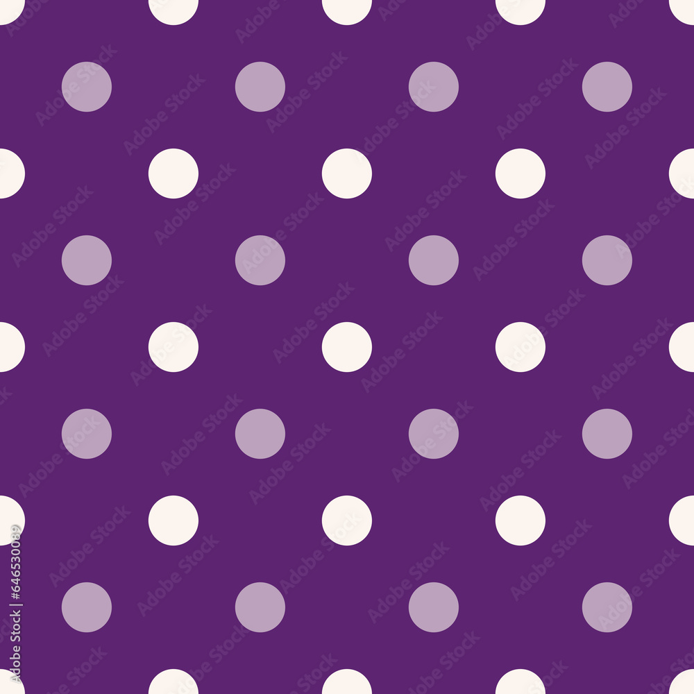 white Polka Dots Pattern Repeat on purple Background