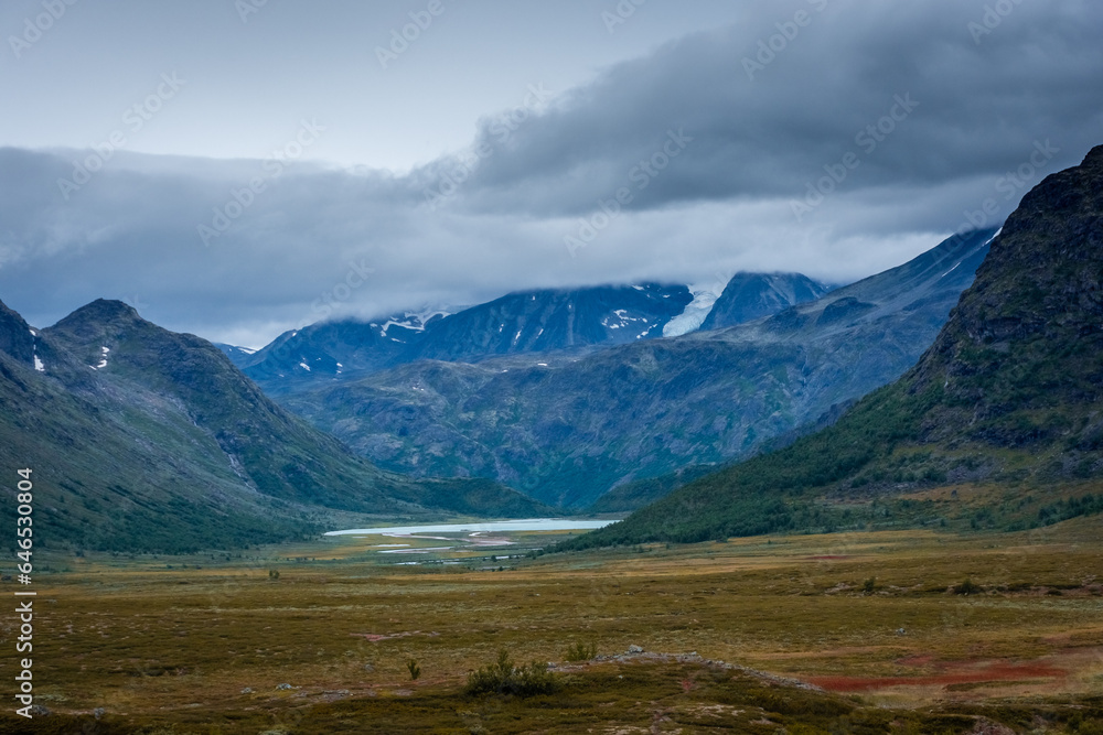 Landscape of the mountains and tundra of the Jotunheimen Plateau,  central Norway