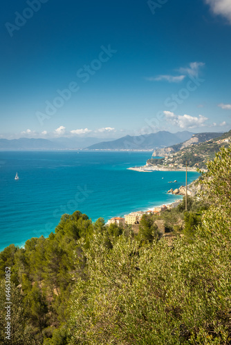 The coast of Varigotti and Ligurian Sea from the Sentiero del Pellegrino, Italy