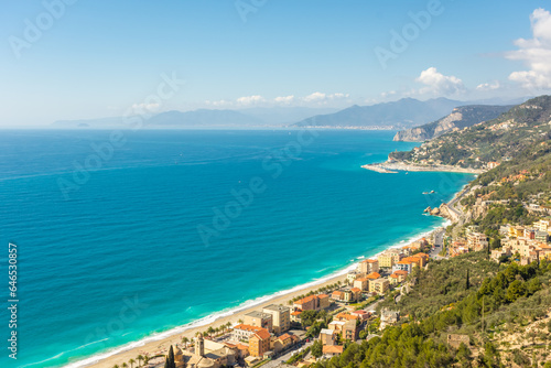Fototapeta Naklejka Na Ścianę i Meble -  The coast of Varigotti and Ligurian Sea from the Sentiero del Pellegrino,  Italy