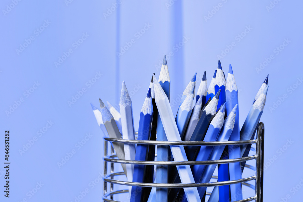 Blue wooden  pencils