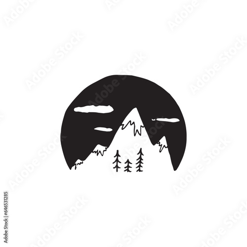 Handdrawn landscape element, Nature, Drawing, Mountains, Mount, Peak, Forest, Everest photo