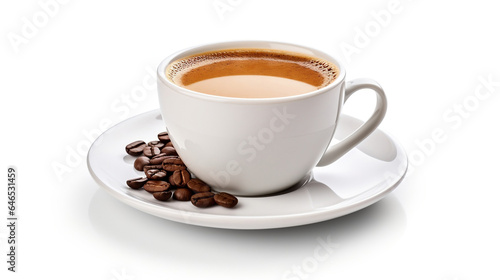 A cup of aromatic coffee in a white cup