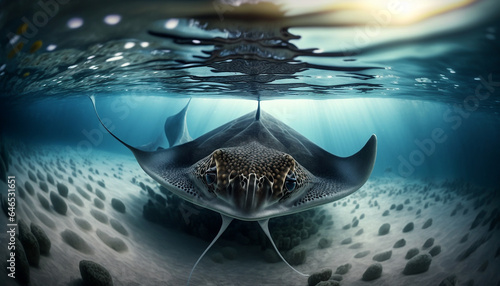underwater world stingray. Generative AI,