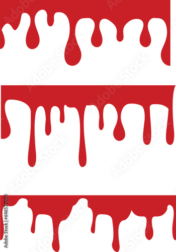A collection of liquid blood drips for artwork compositions and backgrounds