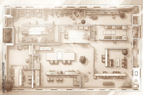 Wallpaper Mural modern house plan. Generative AI Torontodigital.ca