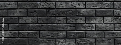 Seamless Abstract Black brick wall texture background for pattern background. Repeat abstract pattern, wide banner panorama