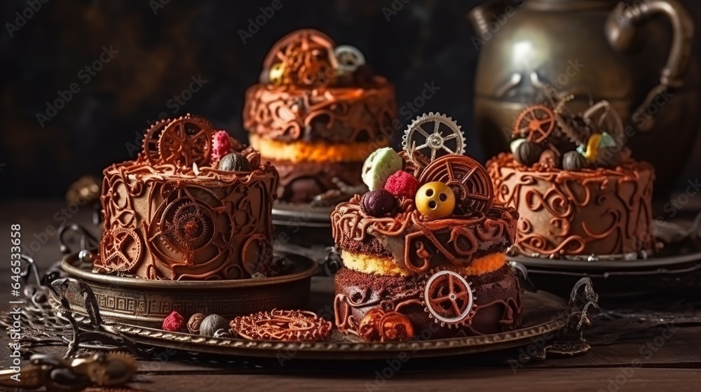 food, cake, steampunk, dessert, sweet, chocolate, pastry, delicious, baked, plate, brown, breakfast, snack, white, tasty, closeup, bread, pie, bakery, gourmet, christmas, generative, ai food, cake, steampunk, dessert, sweet, chocolate, pastry, delicious, baked, plate, brown, breakfast, snack, white, tasty, closeup, bread, pie, bakery, gourmet, christmas, generative, ai