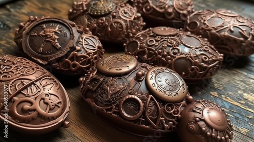 food  chocolate  cake  steampunk  dessert  sweet  chocolate  pastry  delicious  baked  plate  brown  breakfast  snack  white  tasty  closeup  bread  pie  bakery  homemade  generative  ai