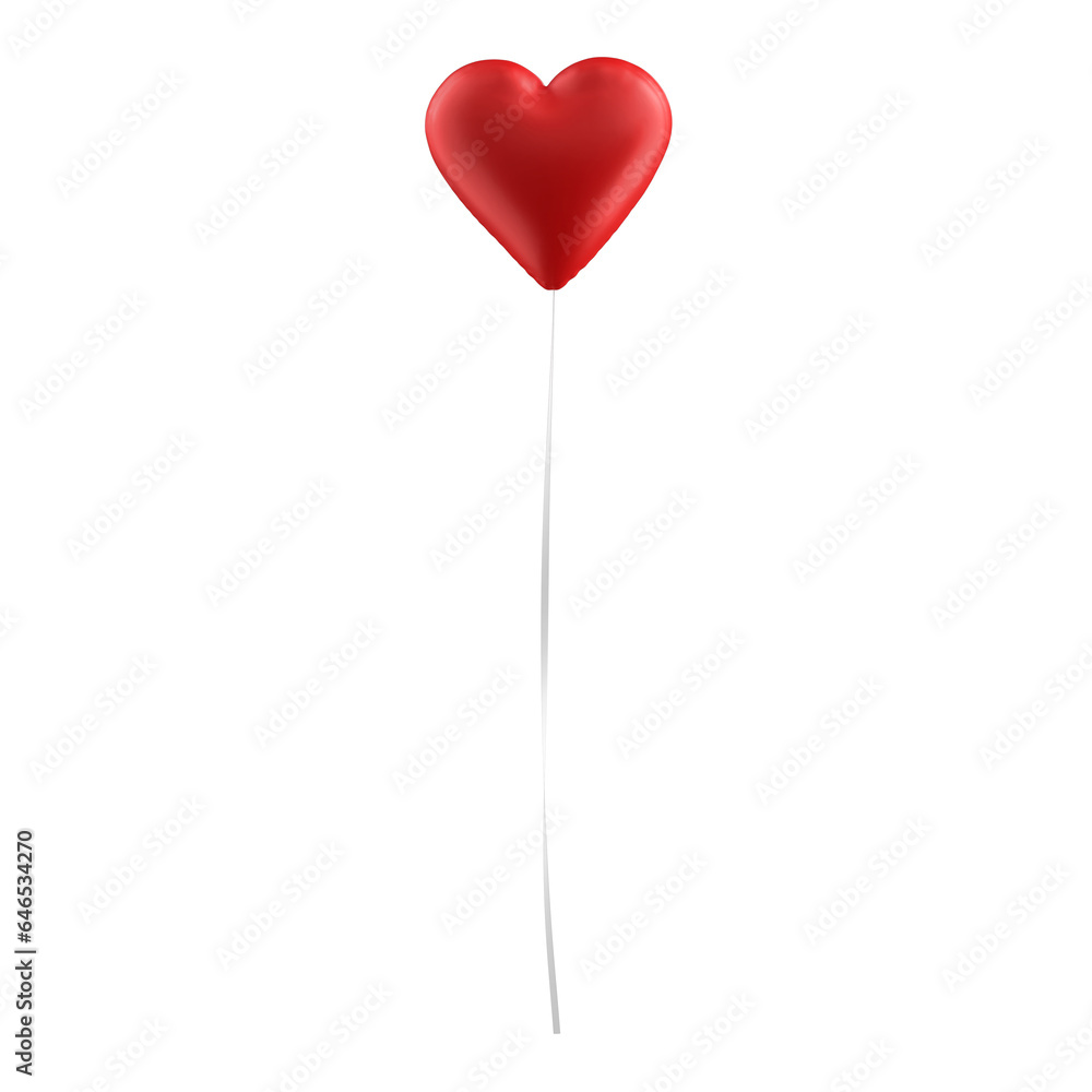 a 3D Heart Balloon Illustration isolated on a white background