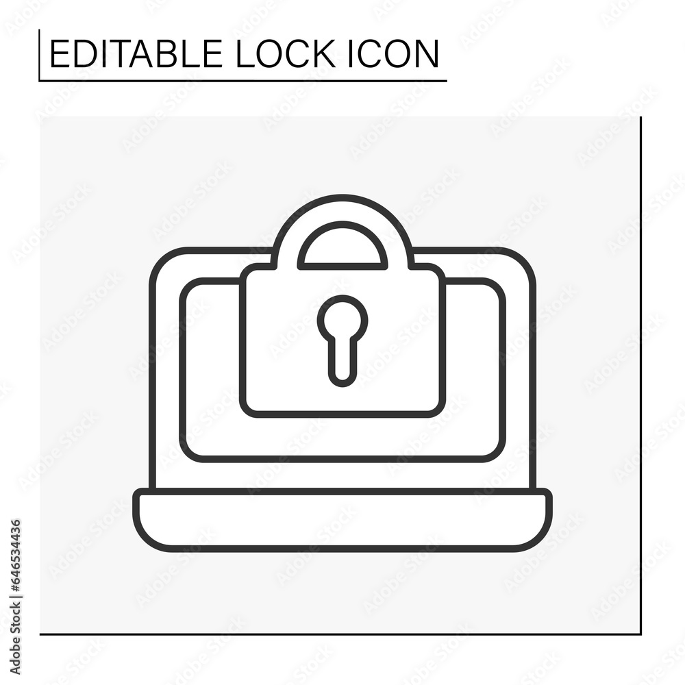 Personal data line icon. Private access to computers. Personal account. Lock concept. Isolated vector illustration. Editable stroke Personal data line icon. Private access to computers. Personal account. Lock concept. Isolated vector illustration. Editable stroke