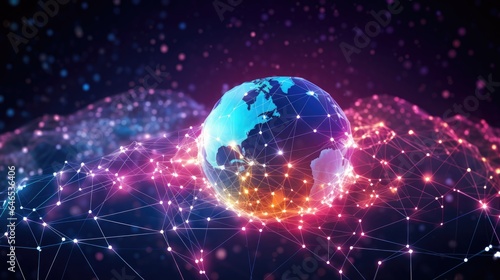 Global network connection, colorful abstract background