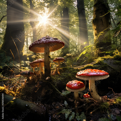 fly agaric mushroom, mushrooms in the forest