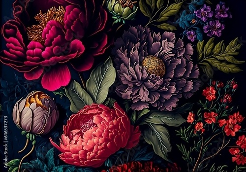 beautiful fantasy vintage wallpaper botanical flower generative image