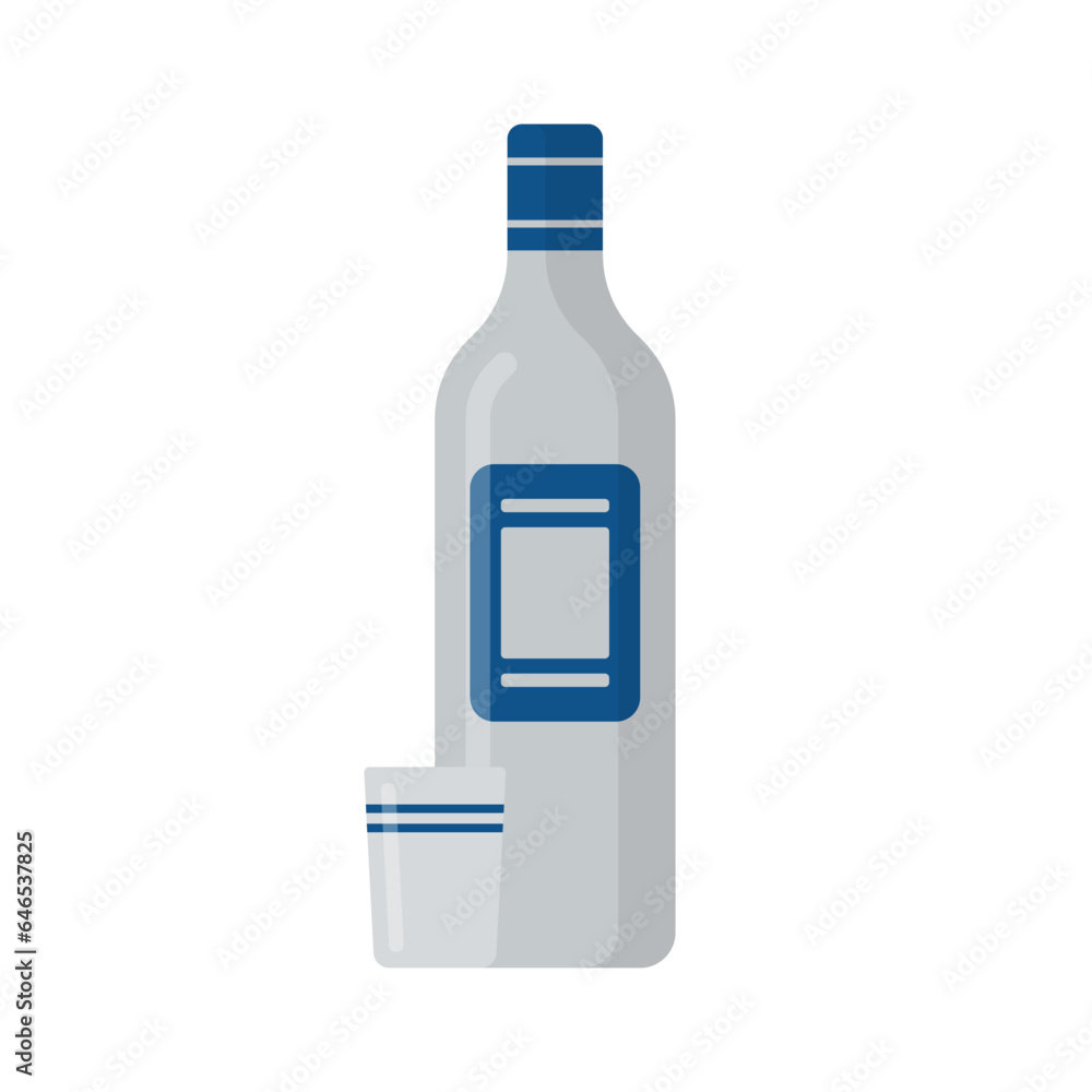 Bottle and glass icon. Colored silhouette. Front side view. Vector simple flat graphic illustration. Isolated object on a white background. Isolate. Bottle and glass icon. Colored silhouette. Front side view. Vector simple flat graphic illustration. Isolated object on a white background. Isolate.