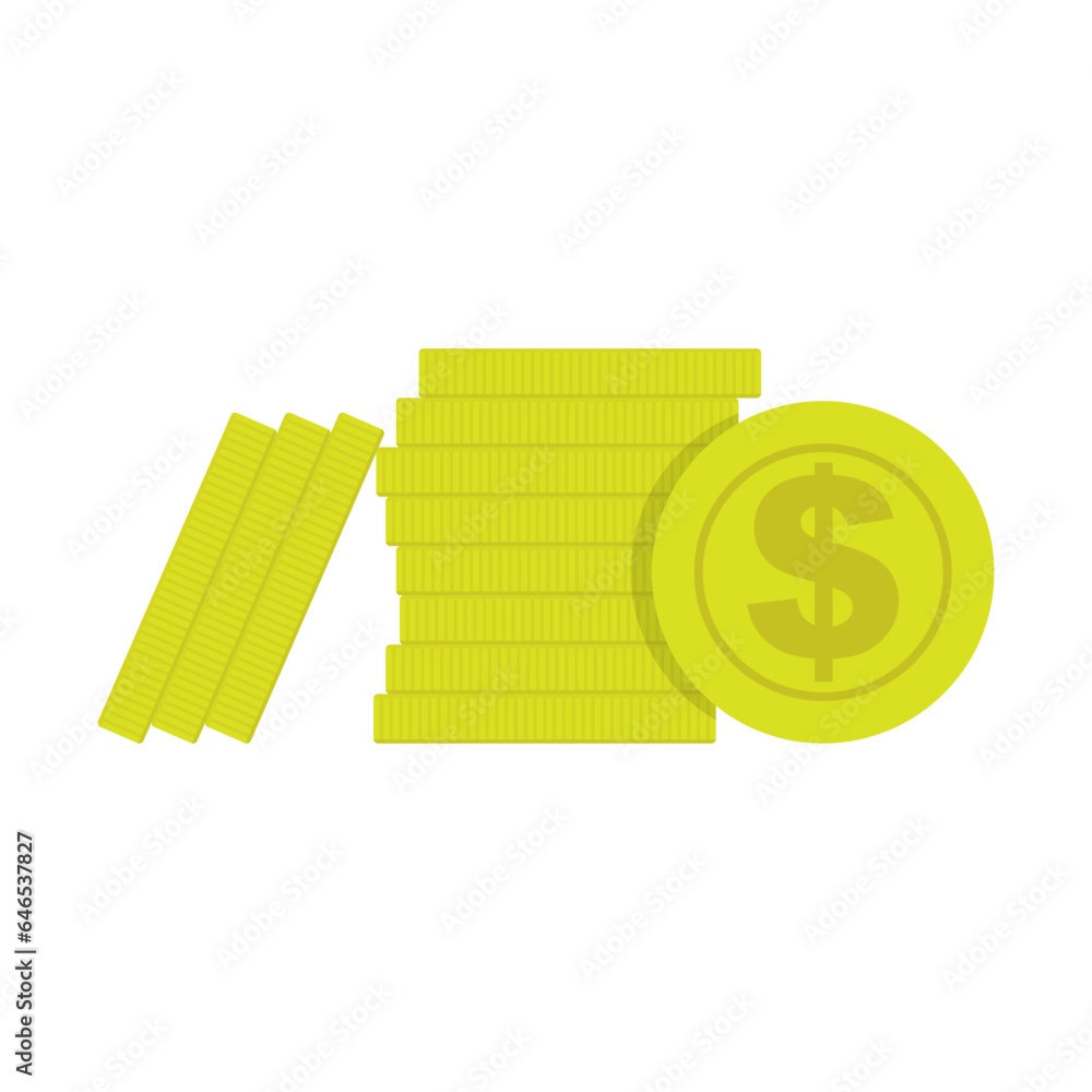 Coin icon. Money. Colored silhouette. Front side view. Vector simple flat graphic illustration. Isolated object on a white background. Isolate.