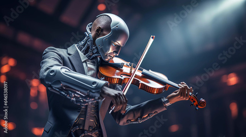 ki robotic is playing violin
