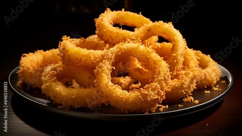 A tray of golden onion rings, displaying their irresistible crunch