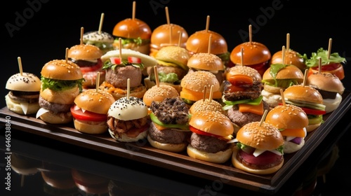 A tray of gourmet sliders, each one a miniature culinary masterpiec