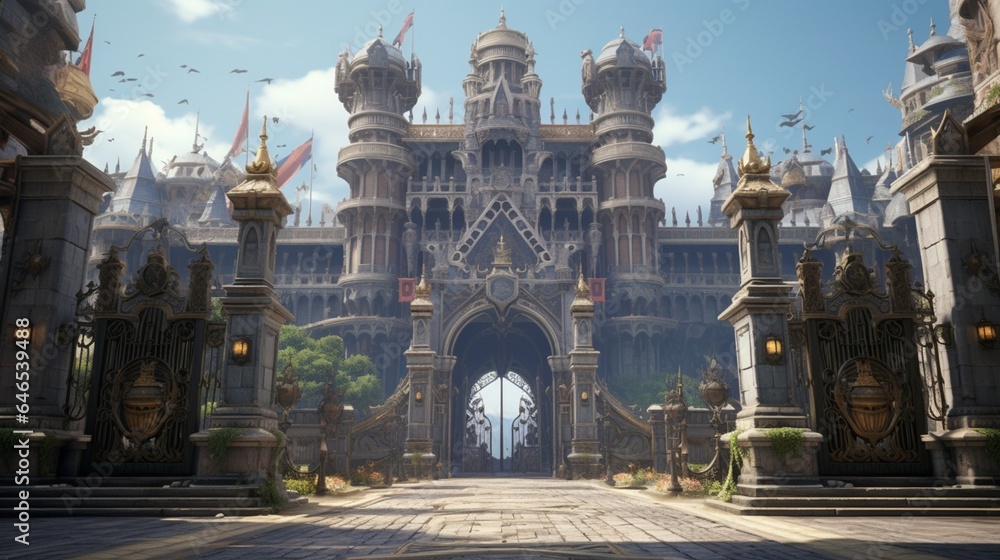An intricately designed city gate, welcoming visitors with grandeur