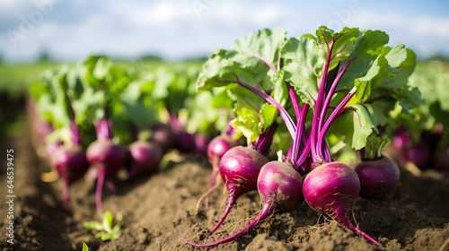 Beets plants on a farm.