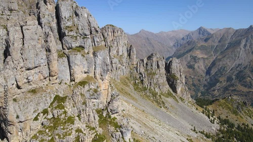 Aerial view on Aiguilles de Chabrieres rock formation near Ecrins National Park. Hautes-Alpes. Alps, France photo