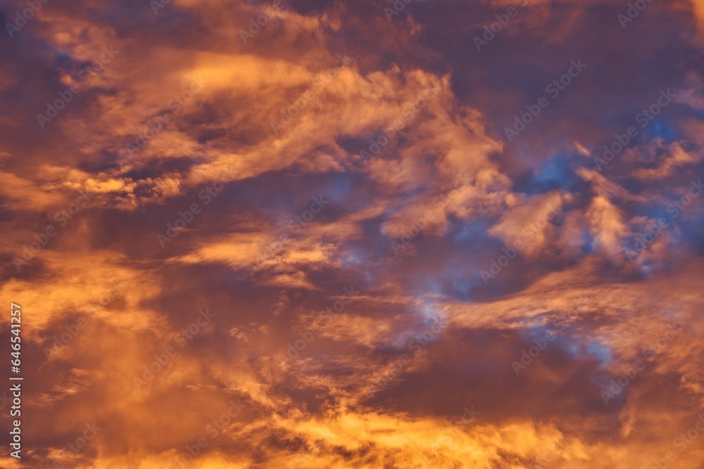 Tokyo, Japan - September 11, 2023: Illuminated clouds at sunrise in Tokyo
