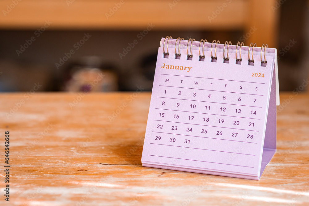 January 2024 Calendar - month page - obrazy, fototapety, plakaty 