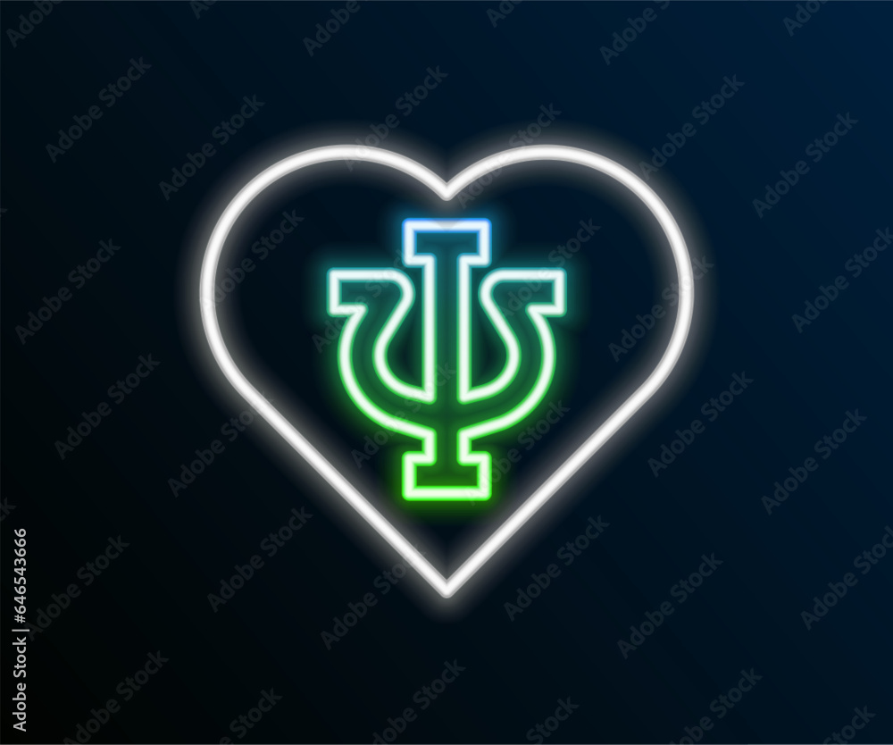 Glowing neon line Psychology icon isolated on black background. Psi symbol. Mental health concept, psychoanalysis analysis and psychotherapy. Colorful outline concept. Vector Glowing neon line Psychology icon isolated on black background. Psi symbol. Mental health concept, psychoanalysis analysis and psychotherapy. Colorful outline concept. Vector