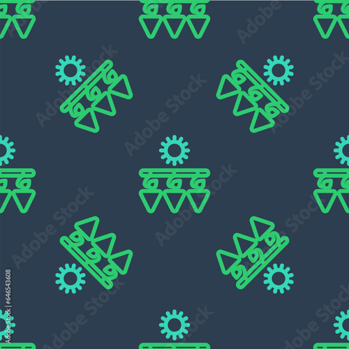 Line Drying grapes icon isolated seamless pattern on blue background. Dried grapes. Vector