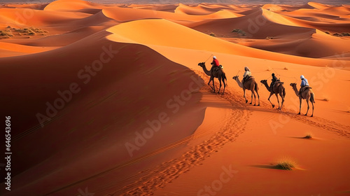Camel caravan in the desert. Illustration for covers  backgrounds  wallpapers and other projects.